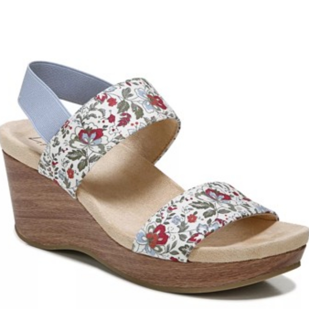 LifeStride Delta Quarter Ankle Strap Sandals Floral Wedges